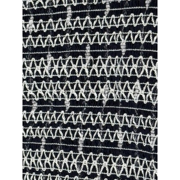 Forever 21 Top Womens Small Crop Tank Tube Blue White Casual Summer Tee Smocked - Picture 6 of 12